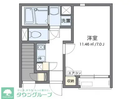 レオネクストフラッツケイ(1K/1階)の間取り写真