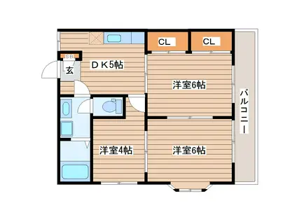 ホームオブミッシェルズC(3DK/1階)の間取り写真