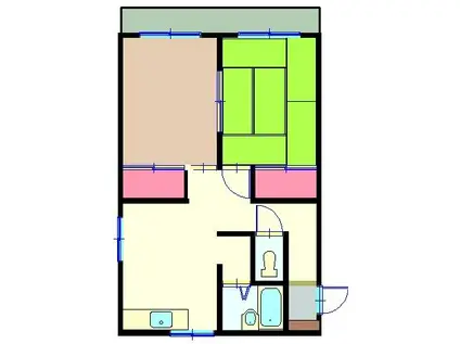 Aワンアパート(2DK/2階)の間取り写真