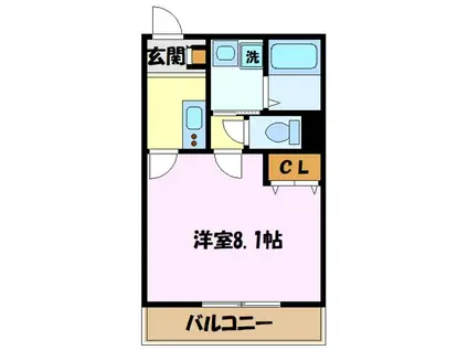 MORGENROT生田(1K/2階)の間取り写真