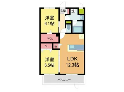 ヴィラ・アーバネット(2LDK/2階)の間取り写真