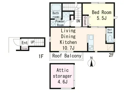 プランドール縁(1LDK/2階)の間取り写真