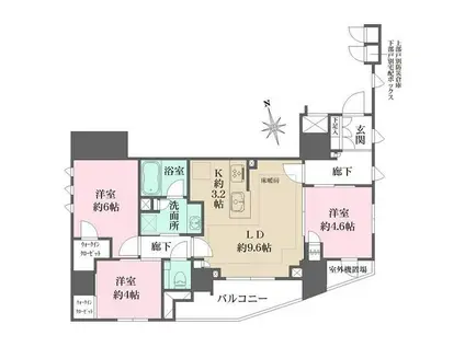 ザ・パークハウス品川荏原中延(3LDK/8階)の間取り写真