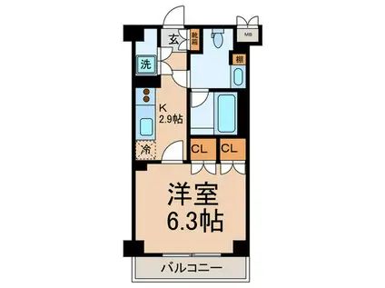 コンフォリア駒場(1K/1階)の間取り写真