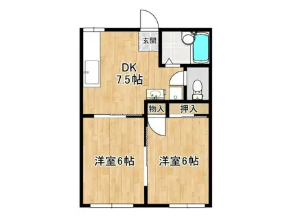 リベール田井(2DK/1階)の間取り写真