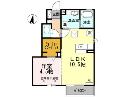 グランリヴェール101(1LDK/1階)の間取り写真