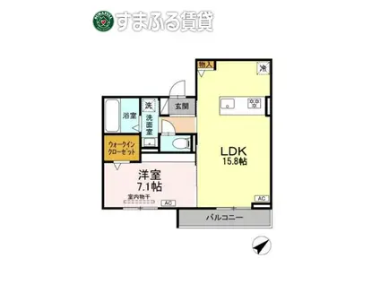 グレイスガーデン赤渋(1LDK/1階)の間取り写真