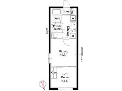 グローリオシェルト池袋V(2K/3階)の間取り写真