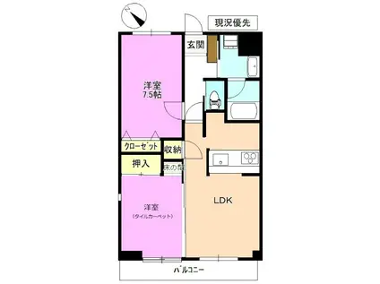 グランヴィル南千歳一番館(2LDK/9階)の間取り写真