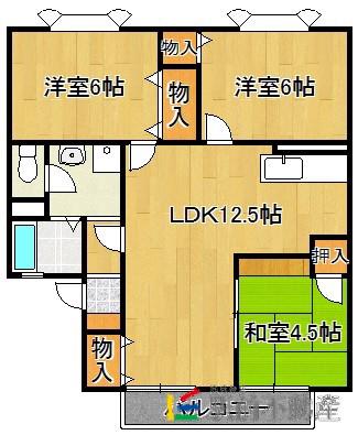 ボン・セジュールA棟(3LDK/2階)の間取り写真