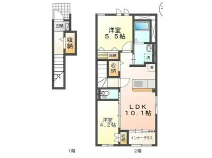 グランブール(2LDK/2階)の間取り写真