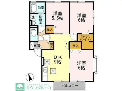 FAMILY COURT C102(3DK/1階)の間取り写真