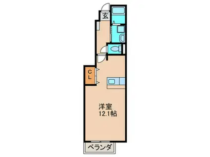 サン・フレイムYABEII B(ワンルーム/1階)の間取り写真