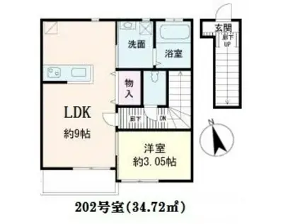 ミラーユ千住(1LDK/2階)の間取り写真