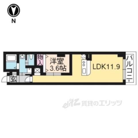 ソレイユ京都二条(1LDK/2階)の間取り写真