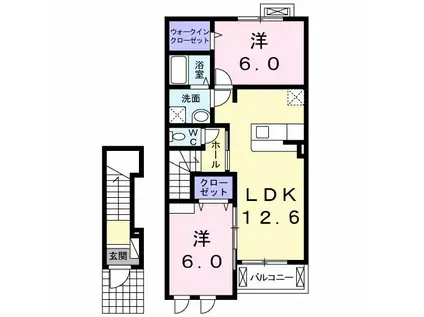 IRIDEII(2LDK/2階)の間取り写真