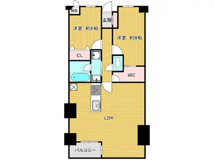 パレステージ四ツ橋(2LDK/2階)の間取り写真