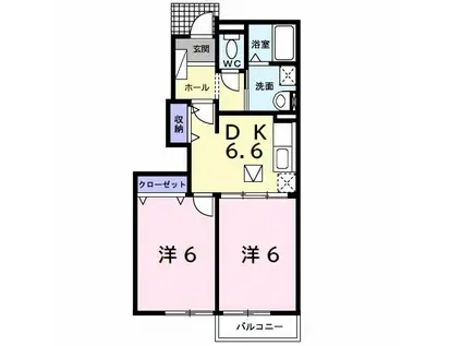 アンシャンテ(2DK/1階)の間取り写真