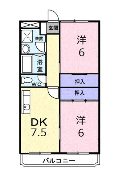 サンリーヴェ(2DK/1階)の間取り写真