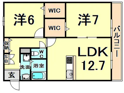ベルフィールド(2LDK/2階)の間取り写真