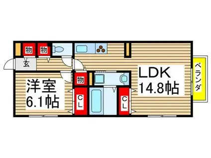 コンフォート・ウィズ・ドルチェ(1LDK/1階)の間取り写真