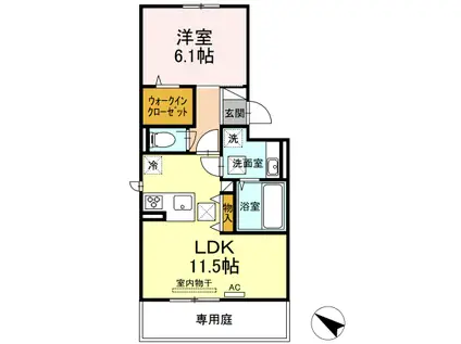 ルピナス(1LDK/1階)の間取り写真