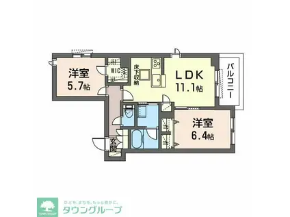 京王線 京王八王子駅 徒歩7分 3階建 築4年(2LDK/1階)の間取り写真