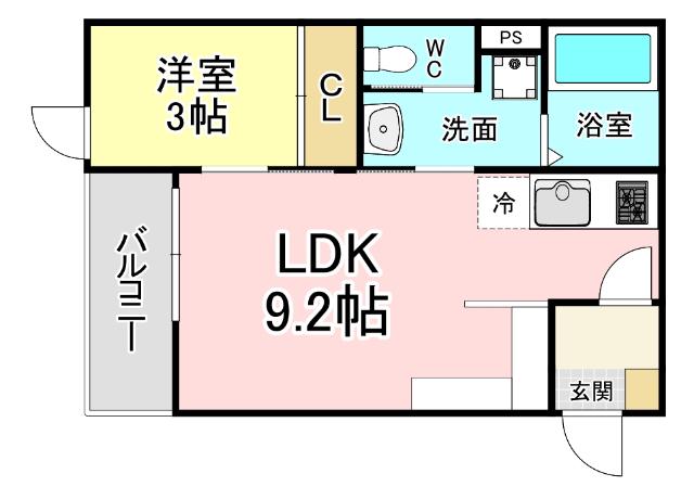 STORIA北方(1LDK/2階)の間取り写真