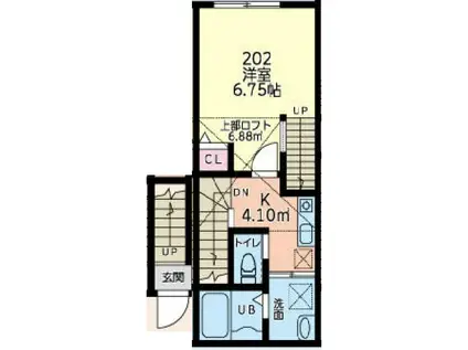 ガーベラ西八王子(1K/2階)の間取り写真