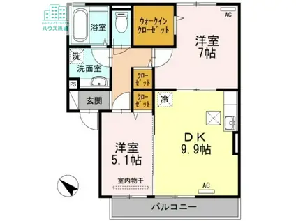 コンフォール桜(2DK/1階)の間取り写真