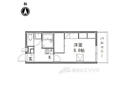 レオパレス サンコート学園前B棟(1K/1階)の間取り写真