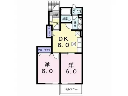 アフロート(2DK/1階)の間取り写真