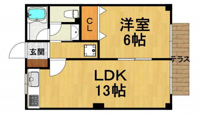 サンハイツ土井(1LDK/1階)の間取り写真