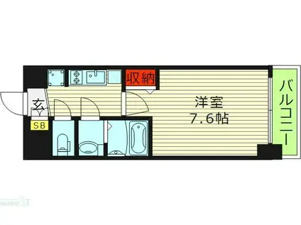 プレサンス玉造ザ・ライブ(1K/5階)の間取り写真