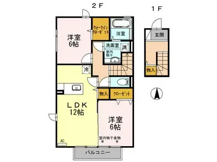 フレンドリースクエア相木II(2LDK/2階)の間取り写真