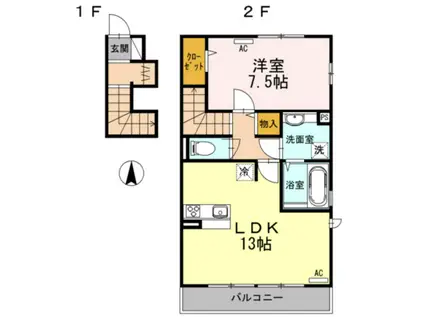 パナックスII(1LDK/2階)の間取り写真