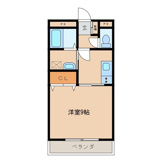 ウエスト・5(1K/2階)の間取り写真