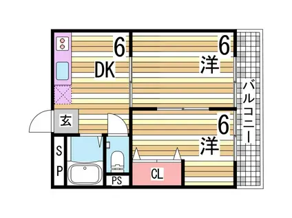 GRANDE FK(2DK/2階)の間取り写真