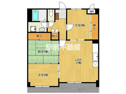 サン・ビィーム吉塚(3LDK/4階)の間取り写真