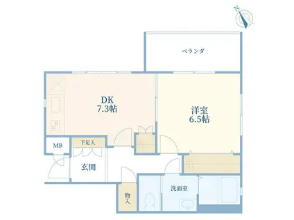 ソレアード神宮前(1DK/1階)の間取り写真