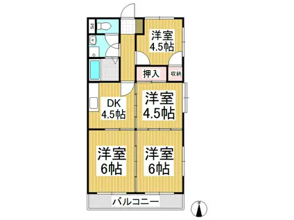 松川コーポ(4DK/4階)の間取り写真