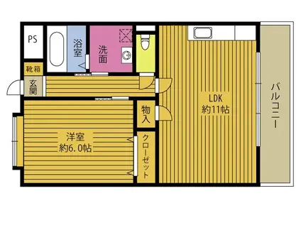 アベニュー千(1LDK/4階)の間取り写真