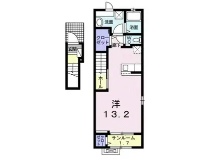 パークヒルズ鉄輪 II(1K/2階)の間取り写真