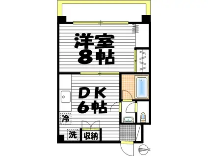 Kビル(1DK/2階)の間取り写真