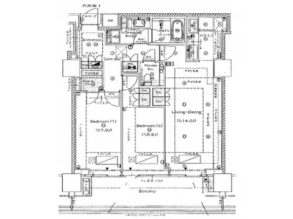 プラウド恵比寿ヒルサイドガーデン(2LDK/7階)の間取り写真