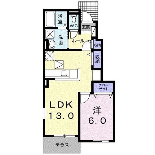 グレイスI(1LDK/1階)の間取り写真