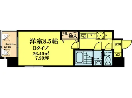 VERTICAL二条城北(1K/3階)の間取り写真
