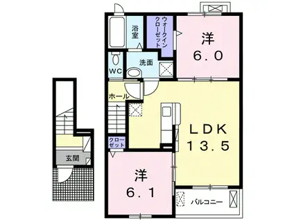 エアリーさくら B(2LDK/2階)の間取り写真