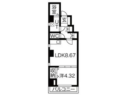 エイトエムジー名駅(1LDK/4階)の間取り写真