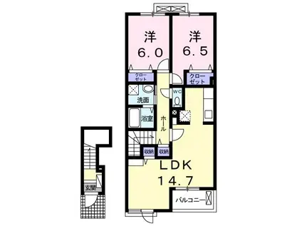メルヴェーユIII(2LDK/2階)の間取り写真